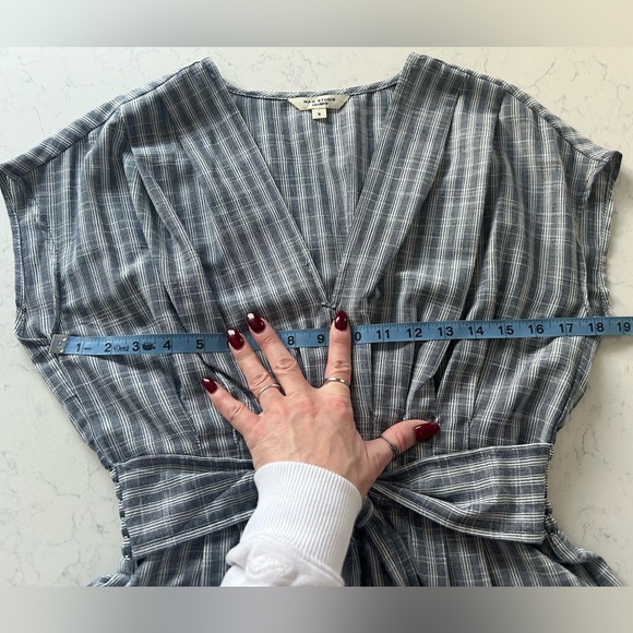 NWOT Max Studio Tie Front Cotton Blend Navy/White Train Striped Midi Dress - Picture 13 of 16